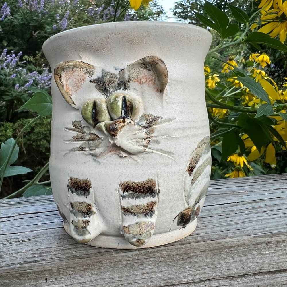 Ceramic 3D Cat Mug Signed Preowned